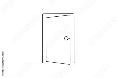 Door icon continuous one line drawing minimalism design