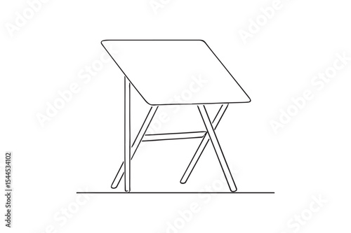 Drafting table continuous one line drawing minimalism design
