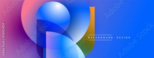 Abstract shapes blend vibrant colors. Gradient hues create dynamic visual effect. Modern design suitable for backgrounds, presentations.