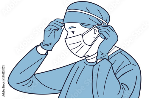 Healthcare Worker Wearing Face Mask Vector