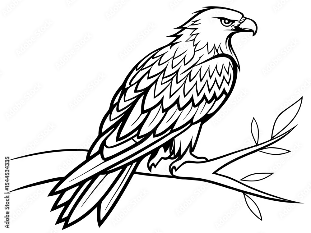 Fototapeta premium Minimal Kite Bird Illustration on White