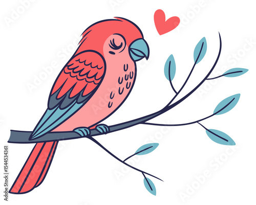 Love Bird Clean Line Drawing Vector