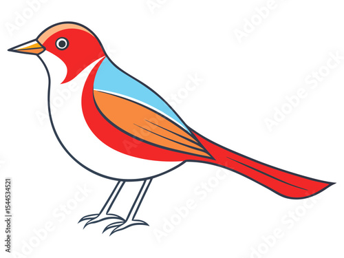 Stylized Nightingale on Clean White
