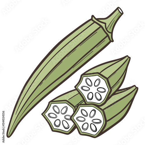 Simple Okra Design on White Background