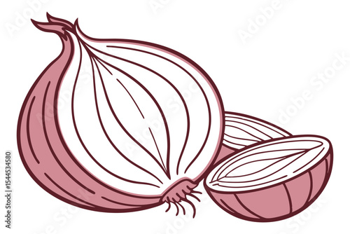 Minimal Onion Line Drawing Illustration