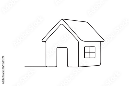 House model continuous one line drawing minimalism design