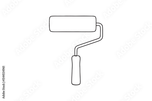 Paint roller continuous one line drawing minimalism design