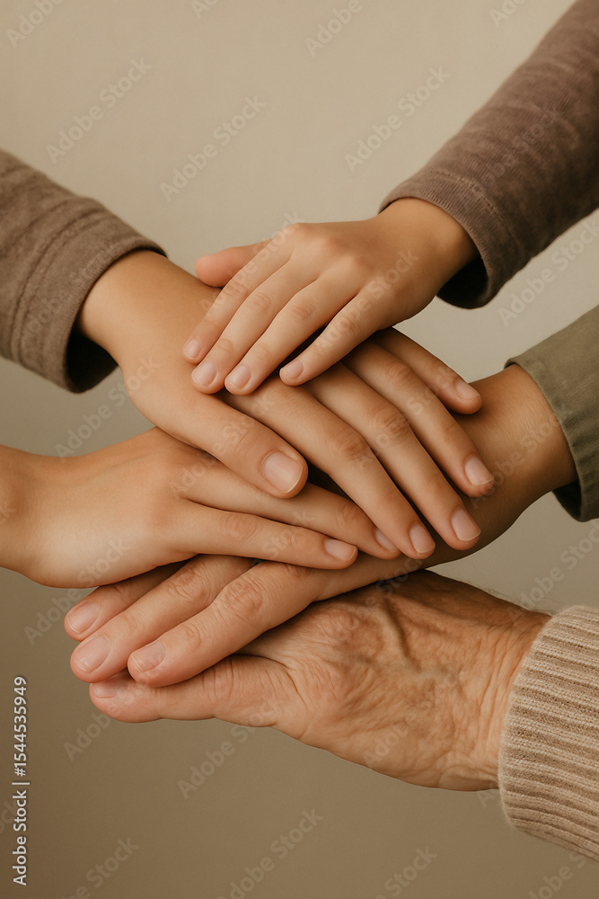 Fototapeta premium Generations Unite Hands Showing Family Bond Support and Love Connection