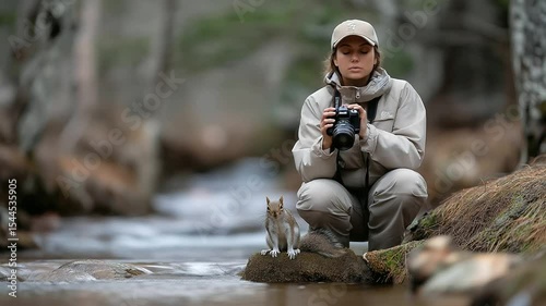 Woodland Photographer Captures Squirrel by Babbling Brook