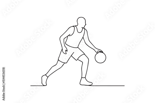 Basketball Dribble continuous one line drawing minimalism design