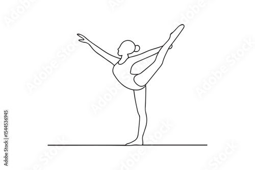 Gymnast Balance Pose continuous one line drawing minimalism design