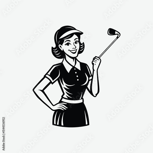 Vintage Retro Golf Woman Illustration A Classic Sporty Design