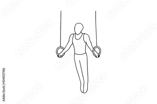 Gymnastics Rings continuous one line drawing minimalism design