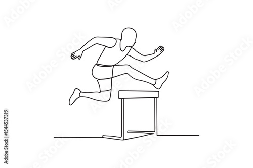 Hurdle Race continuous one line drawing minimalism design