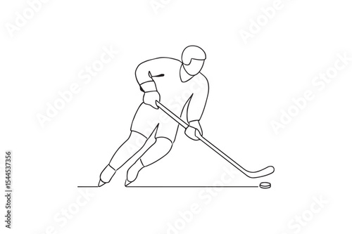 Ice Hockey continuous one line drawing minimalism design