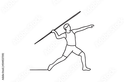 Javelin Throw continuous one line drawing minimalism design