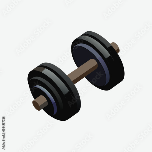 Isometric Illustration of a Dumbbell Fitness, Strength, and Exercise