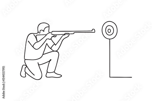 Rifle Target Shooting continuous one line drawing minimalism design