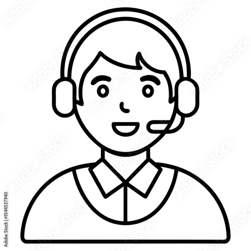 Call Center Operator Vector Illustration – Customer Support Agent with Headset for Communication and Service Concepts
