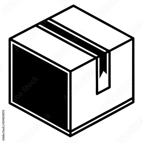 Vector Illustration of a Black Box – Minimalist Flat Design Icon for Technology, Packaging, and Storage Concepts
