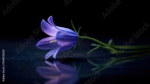 Wallpaper Mural Delicate Bluebell Flower Resting on an Invisible Dark Surface Torontodigital.ca