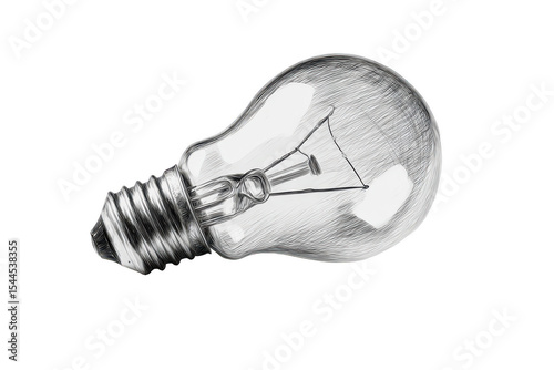 Detailed grayscale pencil drawing of an incandescent lightbulb
