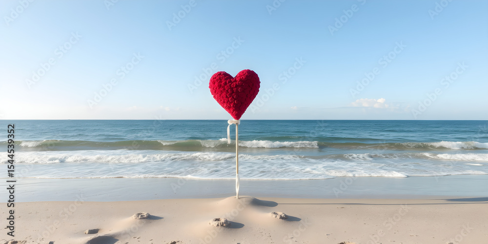 Fototapeta premium romantic symbol of two hearts on the beach