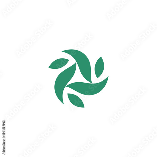 Abstract three leaf logo. leaf icon dynamic green color wellness