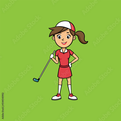 Female Golfer Cartoon Illustration  A Fun and Sporty Design