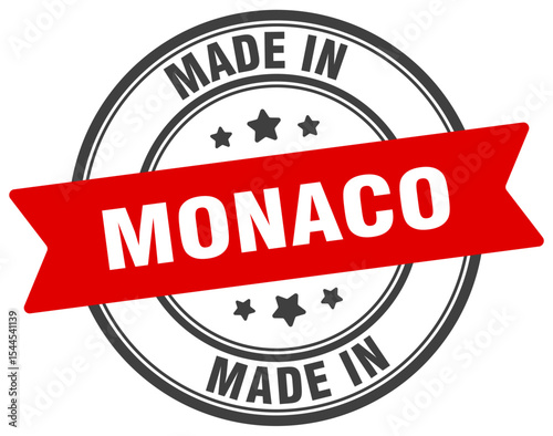 Made in Monaco round sign. Made in Monaco stamp.