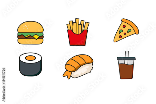 Vector Illustration of a Classic Hamburger with Sesame Seed Bun