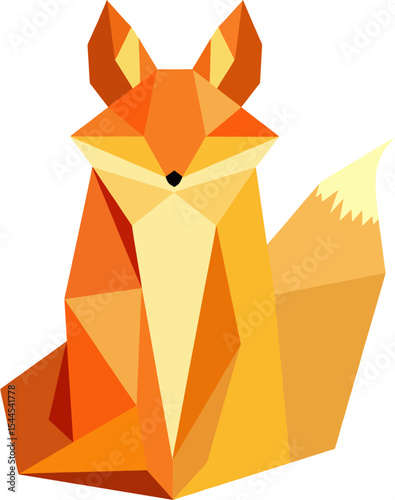 A cunning vulpine profile sculpted from warm triangular facets presents modern savvy in a clean vector logo.