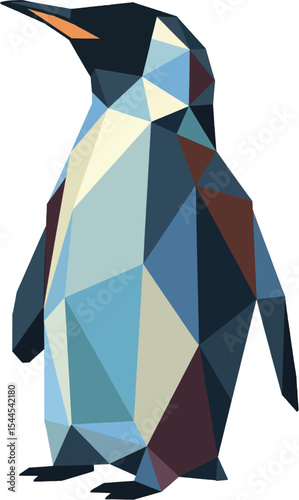 A sleek aquatic bird outline of crisp triangular facets embodies charming simplicity in vector style.