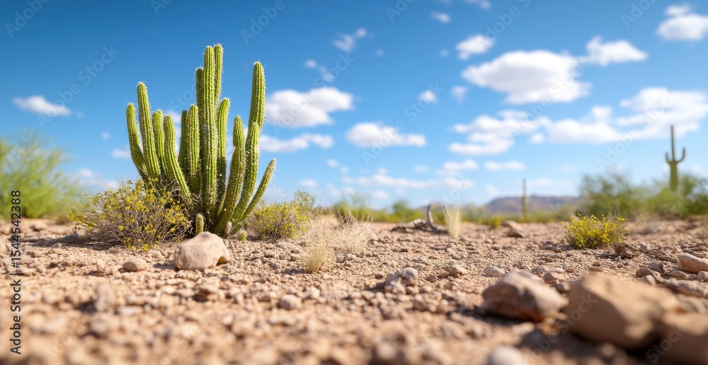 Desert landscape with cactus plant Desert landscape with cactus plant