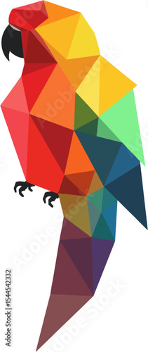 A perched bird form of angular facets bursts with tropical hues, offering an energetic yet refined vector logo.