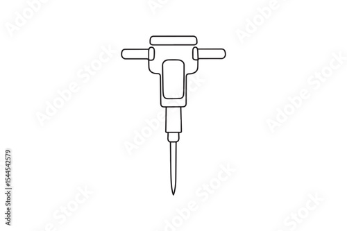 Jackhammer continuous one line drawing minimalism design