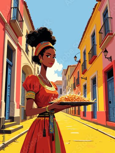 young black woman dressed in traditional Bahian clothing