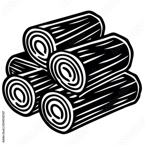 Stack of logs woodpile illustration isolated on white background