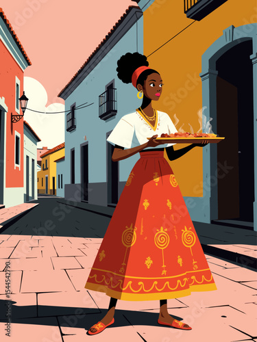 young black woman dressed in traditional Bahian clothing