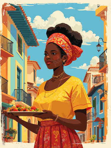 young black woman dressed in traditional Bahian clothing