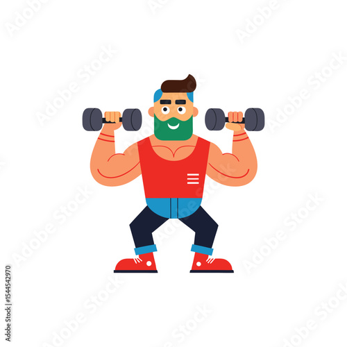 Strong Man Lifting Weights Fitness and Strength Training Illustration