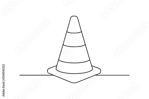 Safety Cone continuous one line drawing minimalism design
