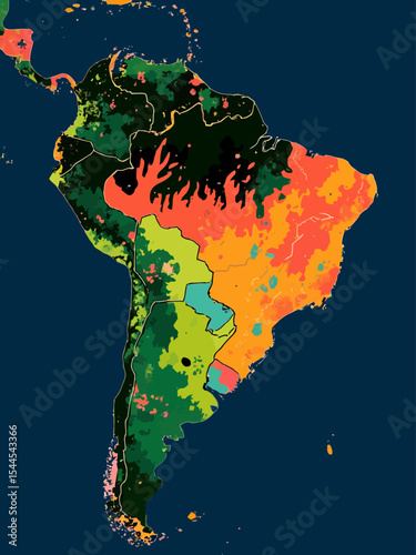 Amazonia rainforest in Brazil is burning the lung of the world deforestation , environment and ecology map shape