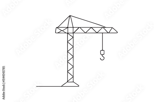 Tower Crane continuous one line drawing minimalism design