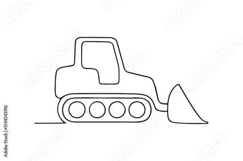 Tracked Tractor continuous one line drawing minimalism design