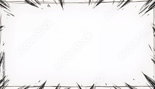 Blank comic frame with jagged edges in black and white style  