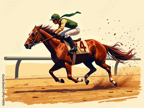 horse racing hippodrome competition, animal on sport illustration