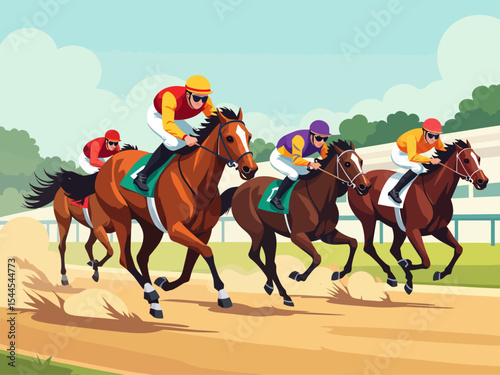 horse racing hippodrome competition, animal on sport illustration