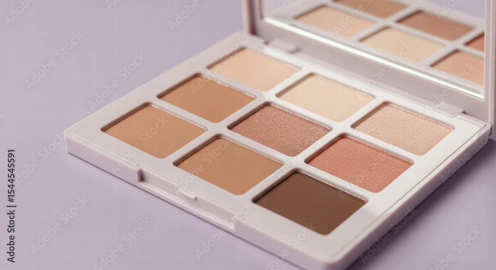 Fototapeta premium Bridal Eyeshadow Palette on Soft Lavender Background