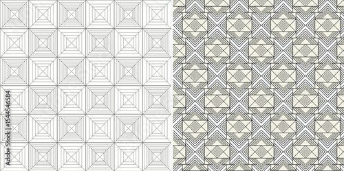 Seamless Black and White Geometric Line Pattern – Optical Abstract Background Set. Editable